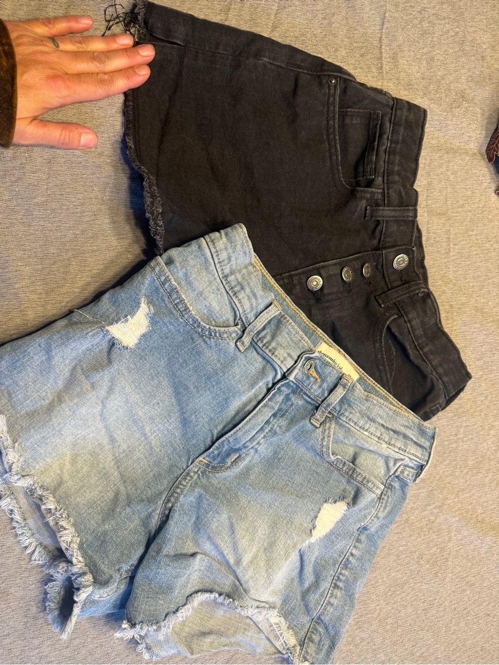 Old Navy Light Blue and Black Denim Shorts Duo